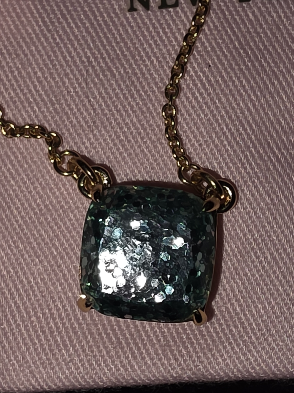 kate spade gold-tone necklace and teal Glitter pendant set - Picture 4 of 4